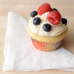 Red, White & Blue Cupcakes with Blueberries and Raspberries